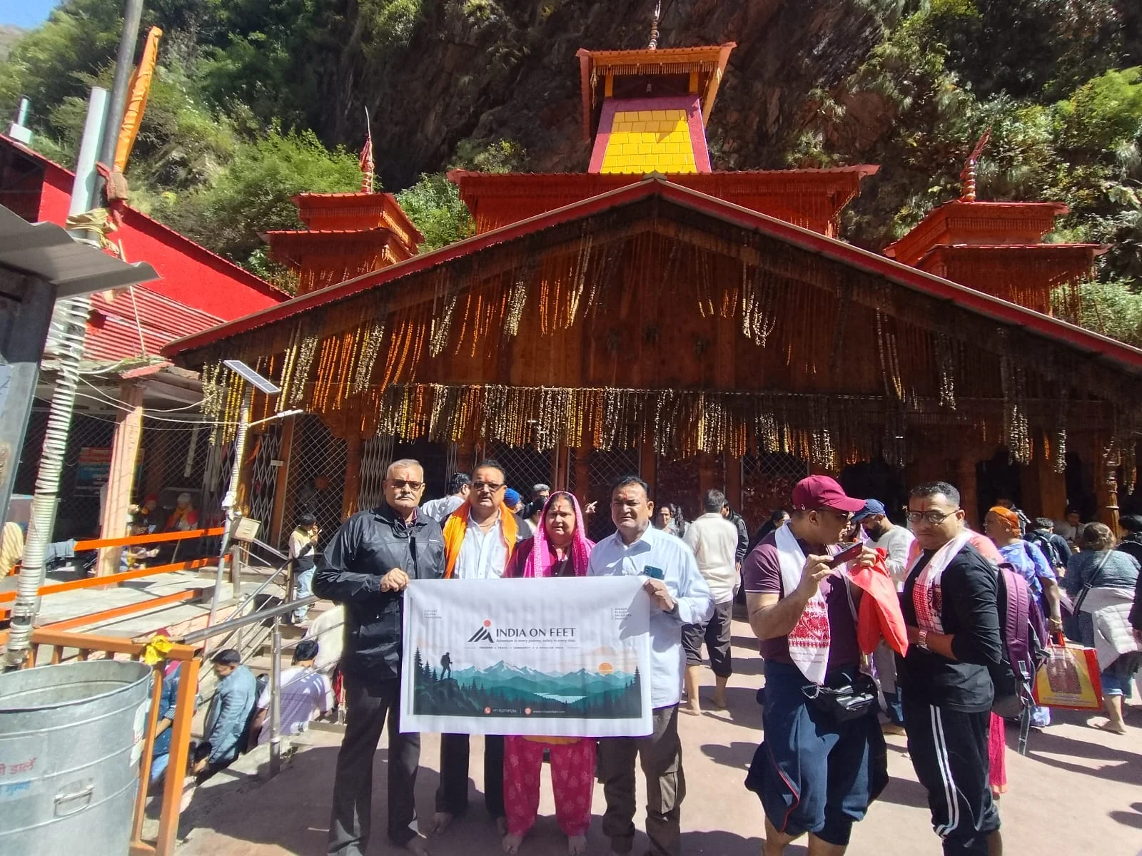 India On Feet travellers outside a Himalayan temple